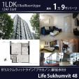 BTSプラカノン徒歩8分12A階1LDK33㎡１．9万バーツ