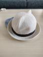 美品　猫耳ベビー麦わら帽子　日除け付　顎ゴム付　赤ちゃん　帽子　白　ホワイト　サマー　夏　46cmに関する画像です。