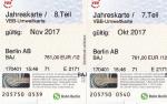 ベルリンABゾーンの定期　10月分と11月分　各63€に関する画像です。