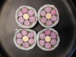 4月の飾り巻き寿司教室「春のお花の飾り巻き寿司2種と2種のかっぱ巻き」に関する画像です。